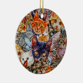 Farbige Katzenkollage Keramik Ornament (Rechts)