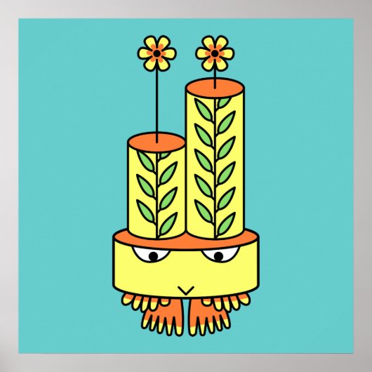 Farbige kawaii-niedliche Zeichentrickstatuen Poster (Vorne)