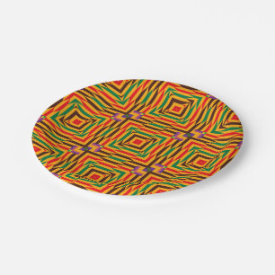 Farbige Kente-Papierplatte Pappteller