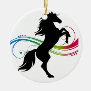 Farbige Keramik Pferdefigur zum Aufstellen Ornament