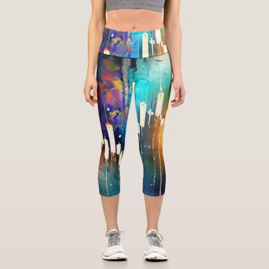 Farbige Kerzenhalter abstrakte Malerei Capri Leggings (Vorderseite)