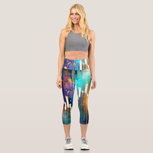 Farbige Kerzenhalter abstrakte Malerei Capri Leggings (Vorderseite)