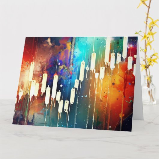 Farbige Kerzenhalter abstrakte Malerei Karte (Gelbe Blume)