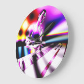 Farbige Keyboard-Musikerin Große Wanduhr (Winkel)