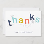 Farbige Kids-Regenbogenart  Dankeskarte (Vorderseite)