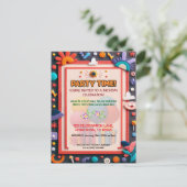 Farbige Kinder-Filz-Geburtstags-Einladung Postkarte (Stehend Vorderseite)