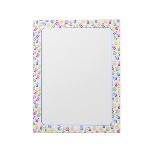 Farbige Kinder Hand drucken Notizblock (Rotiert)