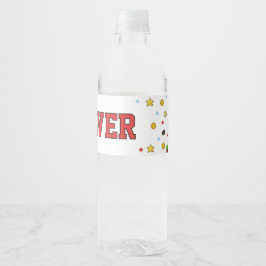 Farbige Kinder-Videospiel-Geburtstag Wasserflaschenetikett