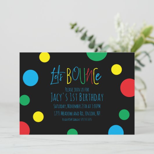 Farbige Kindergeburtstag Jump Bounce Balls Black (Stehend Vorderseite)