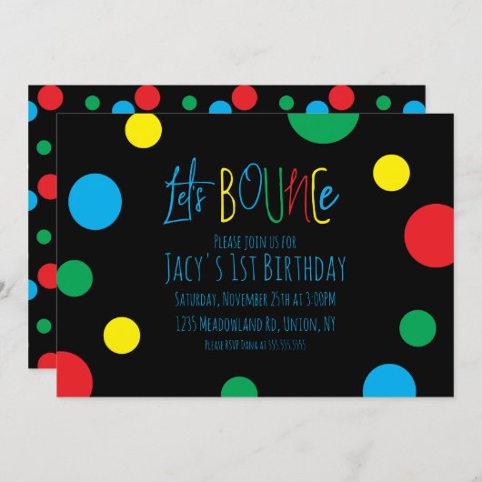 Farbige Kindergeburtstag Jump Bounce Balls Black (Vorne/Hinten)