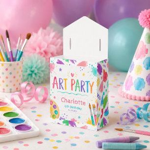 Farbige Kinderkunstparty 6. Geburtstagsmalerei Geschenkschachtel