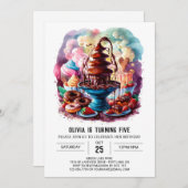 Farbige Kinderschokolade zum Geburtstag Einladung (Vorne/Hinten)