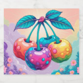 Farbige Kirschen Schaumweinetikett (Einzelnes Label)