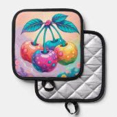 Farbige Kirschen Topflappen (Vorderseite/Rückseite)