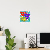 Farbige Kittys auf Circles Canvas Print Poster (Heimbüro)