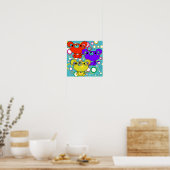 Farbige Kittys auf Circles Canvas Print Poster (Küche)