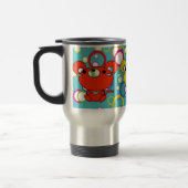 Farbige Kittys auf Rädern Aluminium Travel Mug Reisebecher (Links)