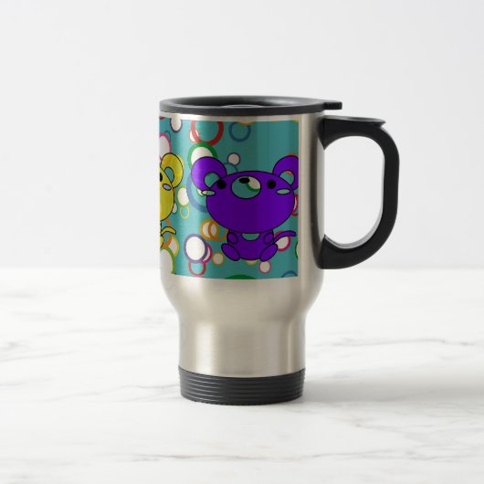 Farbige Kittys auf Rädern Aluminium Travel Mug Reisebecher (Rechts)
