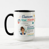 Farbige Klassenzimmer-Star-Finder-Lehrer-Design Tasse (Links)