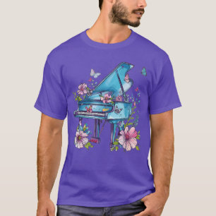 Farbige Klavier mit Blumen I Musik Klavier Freund T-Shirt