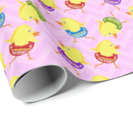 Farbige Kleine Chicks Geschenkpapier (Rolleneckpunkt)