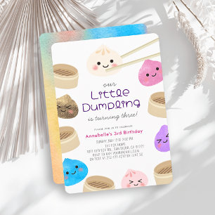 Farbige kleine Dumpling Kawaii Geburtstag Einladung