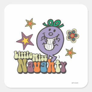Farbige kleine Miss Naughty Quadratischer Aufkleber