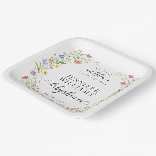 Farbige kleine Wildblume boho Kinderdusche Pappteller (Gewinkelt)