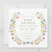 Farbige kleine Wildblume Mädchen Dusche Quadrat Einladung (Vorderseite)