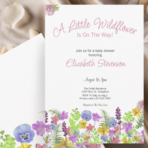 Farbige kleine Wildblumen-Mädchen-Baby-Party Einladung