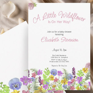 Farbige kleine Wildblumen-Mädchen-Baby-Party Einladung