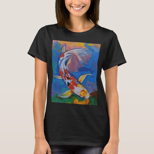 Farbige Koi-Fisch-Malerei T-Shirt (Vorderseite)