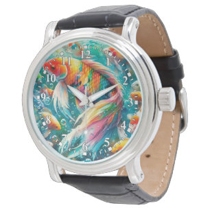 Farbige Koi-Fisch-Uhr Armbanduhr