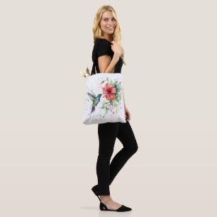 Farbige Kolibri-Wasserfarben-Blumen-Naturkunst Tasche
