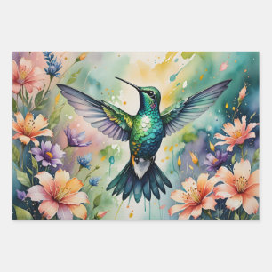 farbige Kolibris Geschenkpapierbögen Geschenkpapier Set