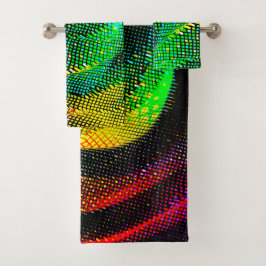 Farbige komische Spirale mit Zeitungspapier-Effekt Badhandtuch Set