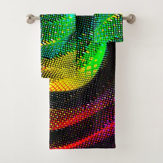 Farbige komische Spirale mit Zeitungspapier-Effekt Badhandtuch Set (Insitu)