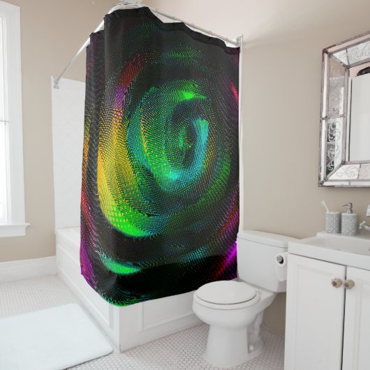 Farbige komische Spirale mit Zeitungspapier-Effekt Duschvorhang (Beispiel)