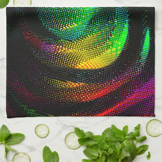 Farbige komische Spirale mit Zeitungspapier-Effekt Geschirrtuch (Gefaltet)