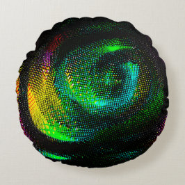 Farbige komische Spirale mit Zeitungspapier-Effekt Rundes Kissen