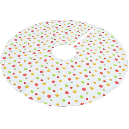 Farbige Konfetti auf Weiß Polyester Weihnachtsbaumdecke (Schrägansicht)