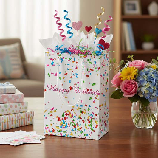 Farbige Konfetti Mittlere Geschenktüte