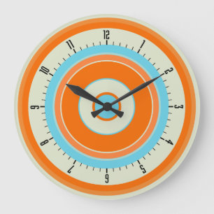 Farbige konzentrische Kreise 03 Große Wanduhr