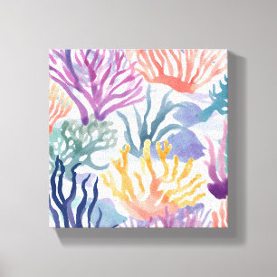 Farbige Koralle   Ozean Koralle Aquarellmalerei Leinwanddruck