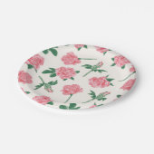 Farbige Korallen und grüne Rose Blumenmuster Pappteller (Schrägansicht)
