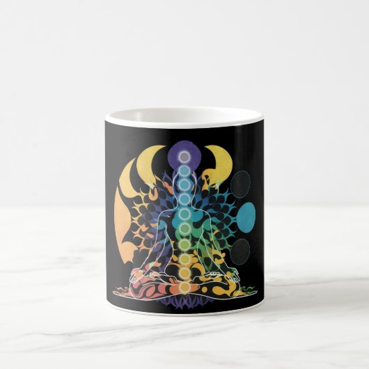 Farbige Kosmische Chakra-Meditation Geistige Energ Kaffeetasse (Mittel)