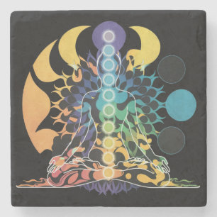 Farbige Kosmische Chakra-Meditation Spirituelle En Steinuntersetzer