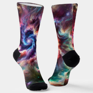 Farbige kosmische Galaxienwirbel mit strahlendem N Socken