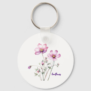 Farbige Kosmosblumen, Farbige Blüten Schlüsselanhänger
