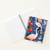 Farbige Krane und Blume Muster Notizblock (Innenseite)